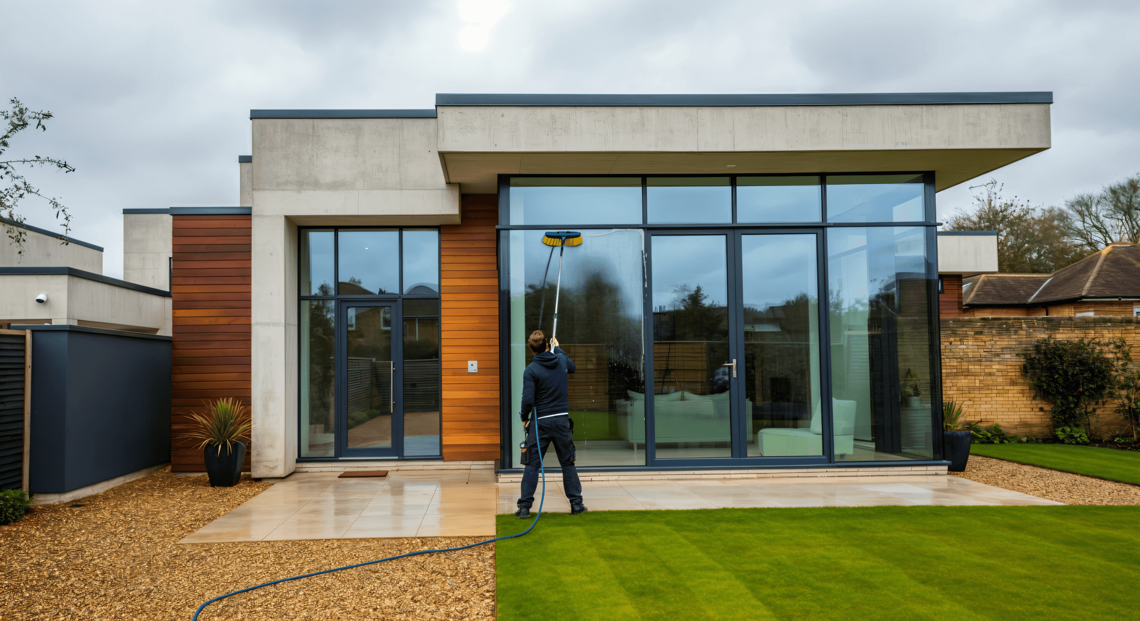 Clean windows on a property